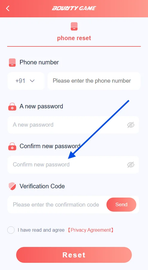 Confirm the new password
